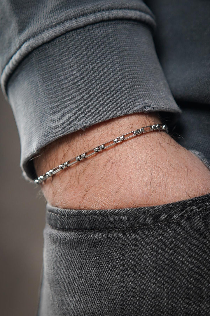 NVM FRNCH 316L Stainless Steel Italian Style Silver Color Men's Bracelet/Necklace Set FRJ12451-3451-A - Quebec City