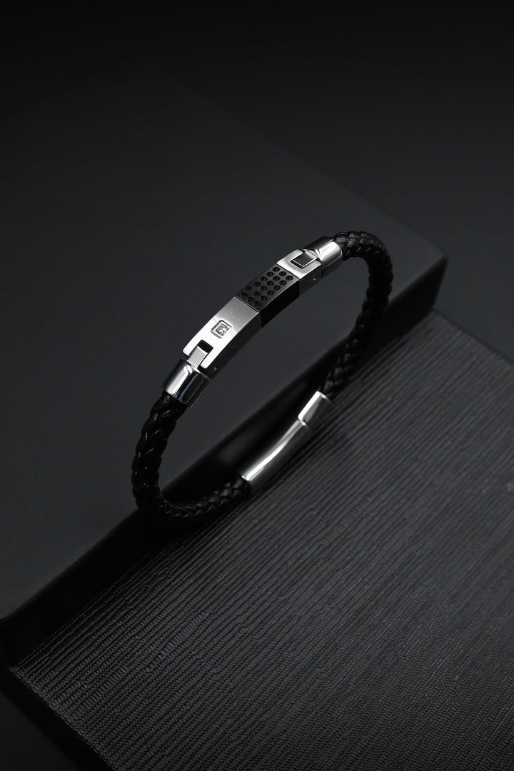 NVM FRNCH 316L Stainless Steel Italian Model Silver-Black Color Men's Bracelet FRJ12125-3125-B2 - Lombard