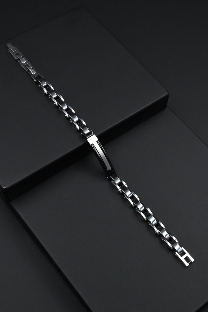 NVM FRNCH 316L Stainless Steel Italian Model Silver-Black Color Men's Bracelet FRJ12271-3271-AB2 - Palmerston North