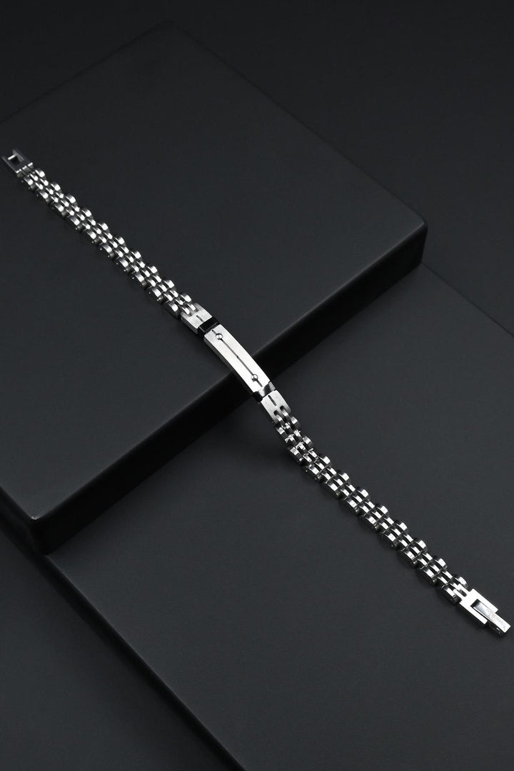 NVM FRNCH 316L Stainless Steel Italian Model Silver-Black Color Men's Bracelet FRJ12274-3274-AB - Mafra