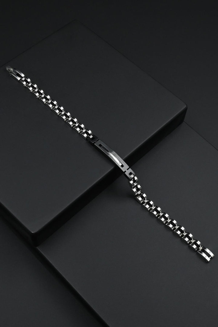 NVM FRNCH 316L Stainless Steel Italian Model Silver-Black Color Men's Bracelet FRJ12277-3277-AB2 - Rende