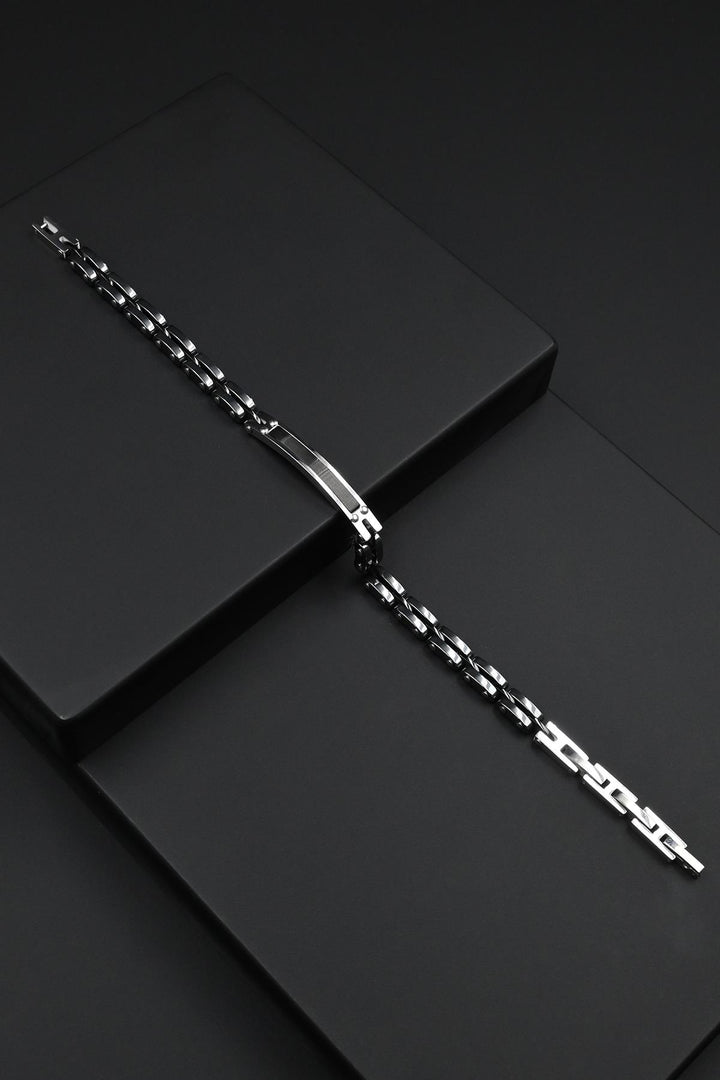 NVM FRNCH 316L Stainless Steel Italian Model Silver-Black Color Men's Bracelet FRJ12279-3279-AB2 - Hartford