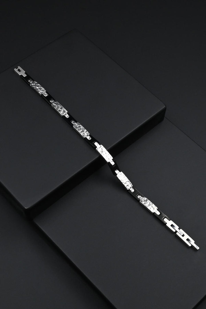 NVM FRNCH 316L Stainless Steel Italian Model Silver-Black Color Men's Bracelet FRJ12289-3289-AB2 - Noisy-le-Sec