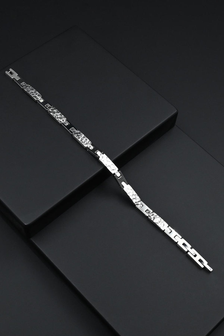 NVM FRNCH 316L Stainless Steel Italian Model Silver-Black Color Men's Bracelet FRJ12289-3289-AB3 - Poitiers