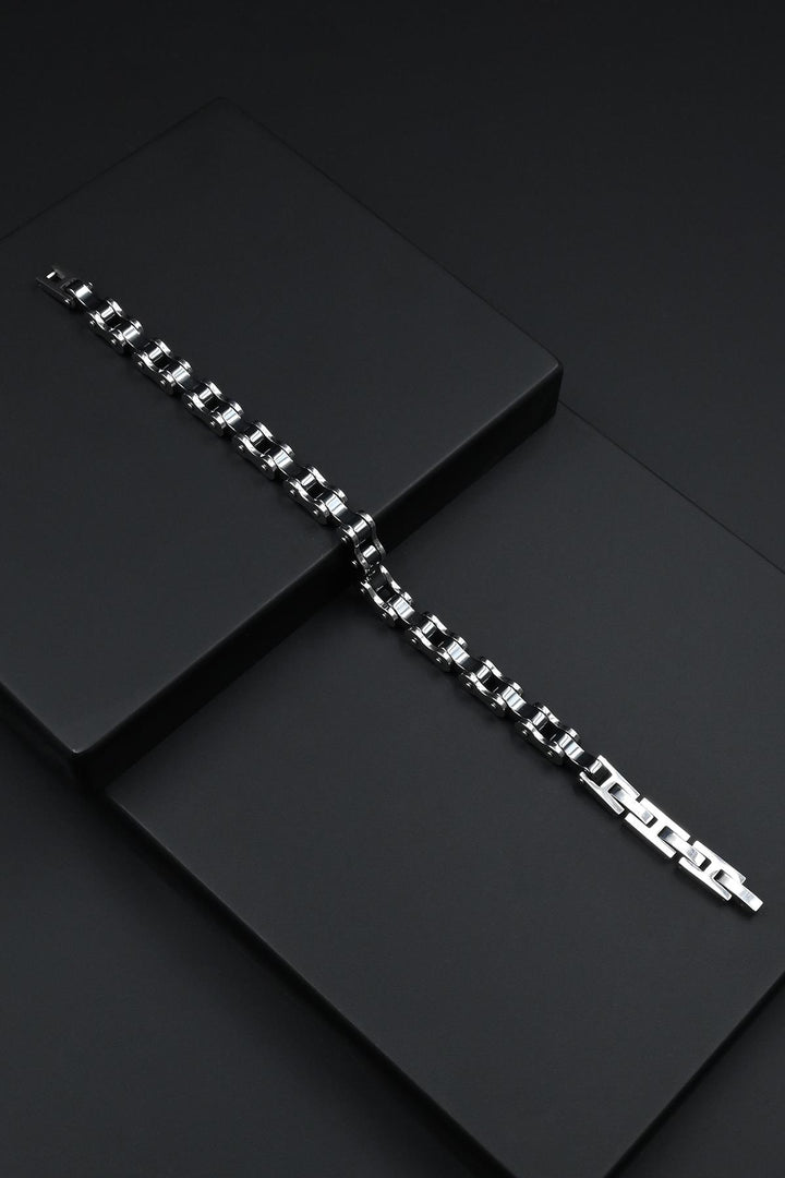 NVM FRNCH 316L Stainless Steel Italian Style Silver-Black Color Men's Bracelet FRJ12292-3292-AB2 - Milton Keynes