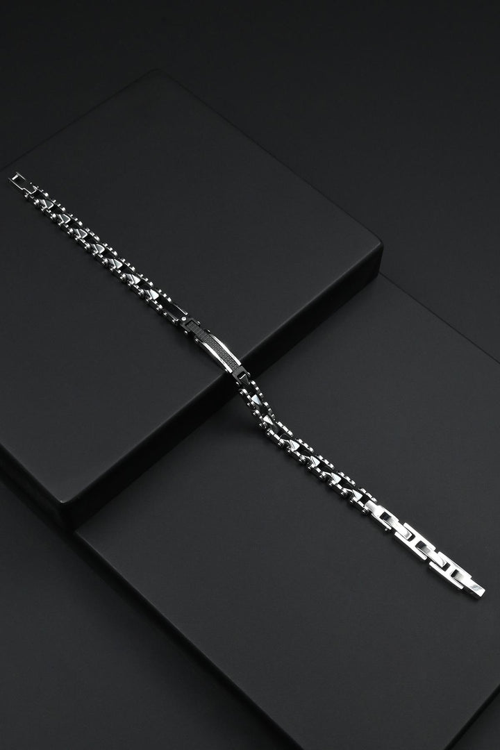 NVM FRNCH 316L Stainless Steel Italian Model Silver-Black Color Men's Bracelet FRJ12297-3297-AB2 - Poltava