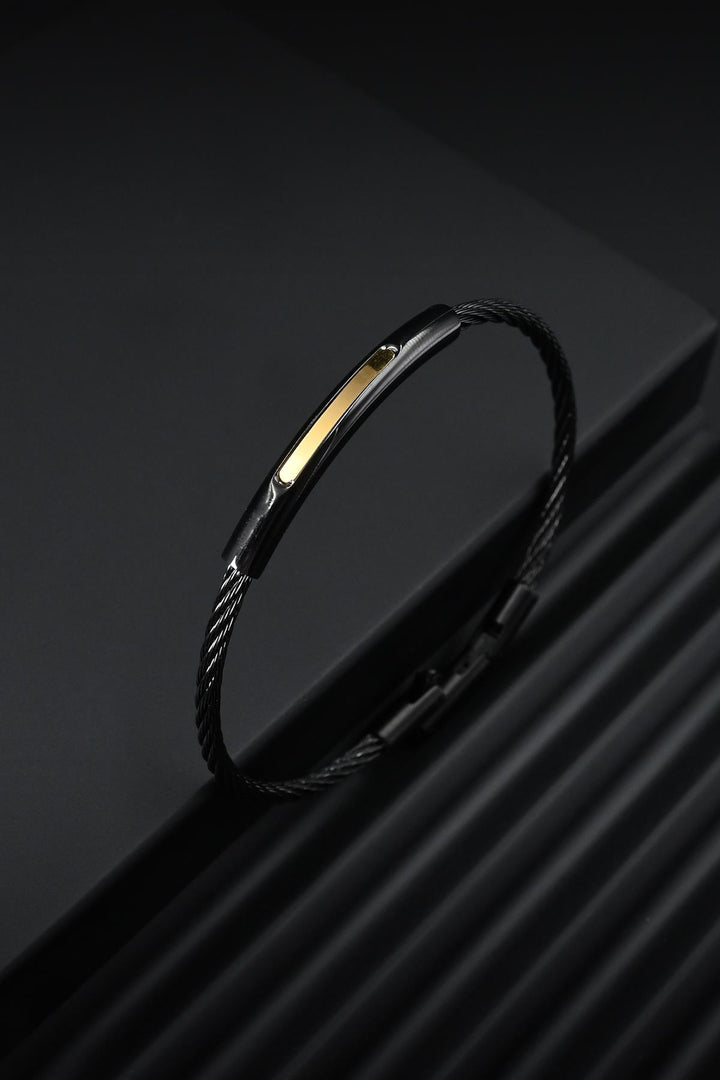 NVM FRNCH 316L Steel Italian Model Black-Gold Color Men's Bracelet FRJ12260-3260-B2G - Oss