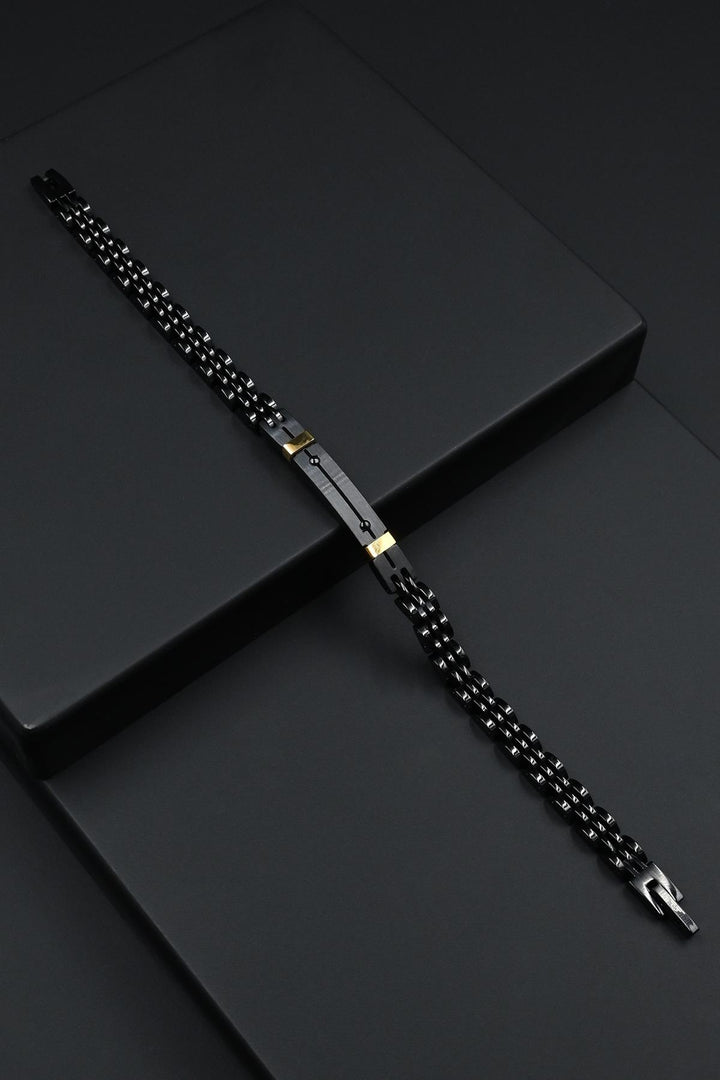 NVM FRNCH 316L Steel Italian Model Black-Gold Color Men's Bracelet FRJ12274-3274-B2G - Palatine