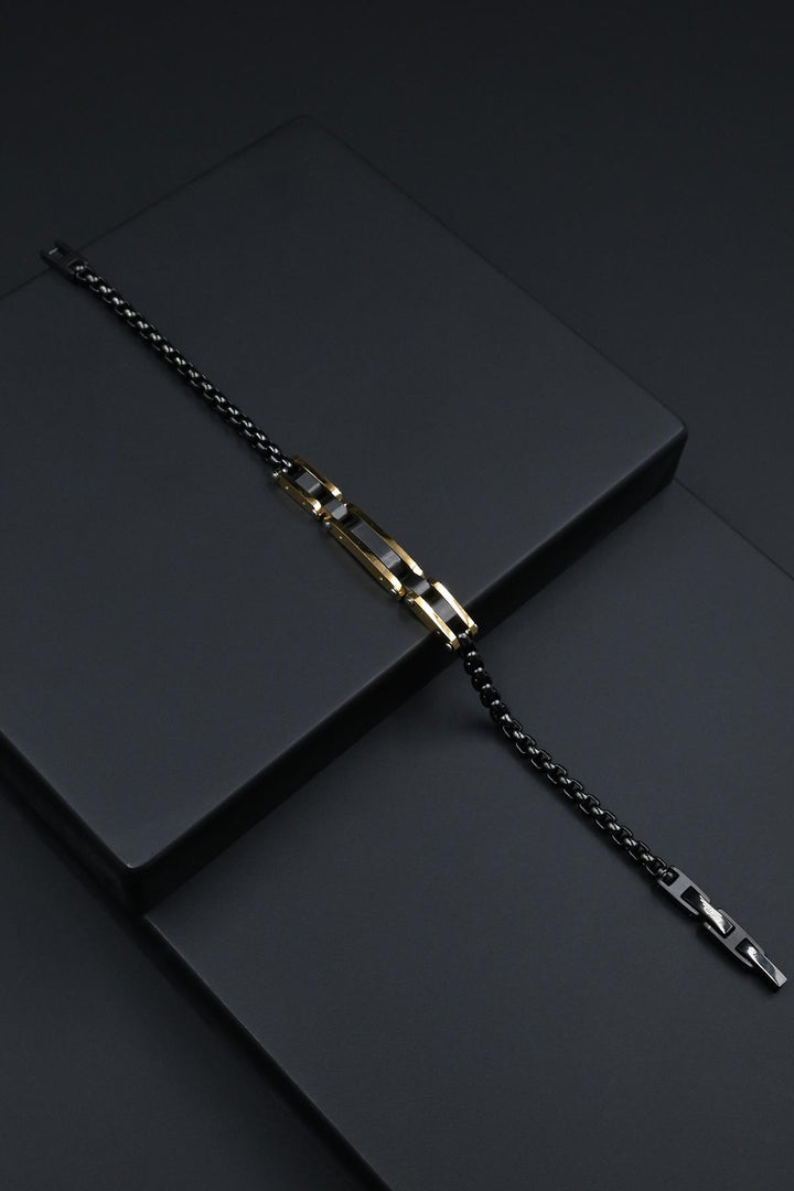 NVM FRNCH 316L Steel Italian Model Black-Gold Color Men's Bracelet FRJ12278-3278-B2G - Savannah