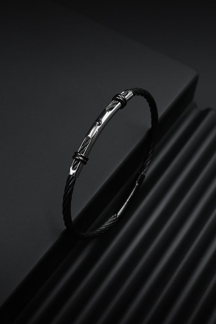 NVM FRNCH 316L Steel Italian Model Black-Silver Color Men's Bracelet FRJ12262-3262-B2A - Cáceres