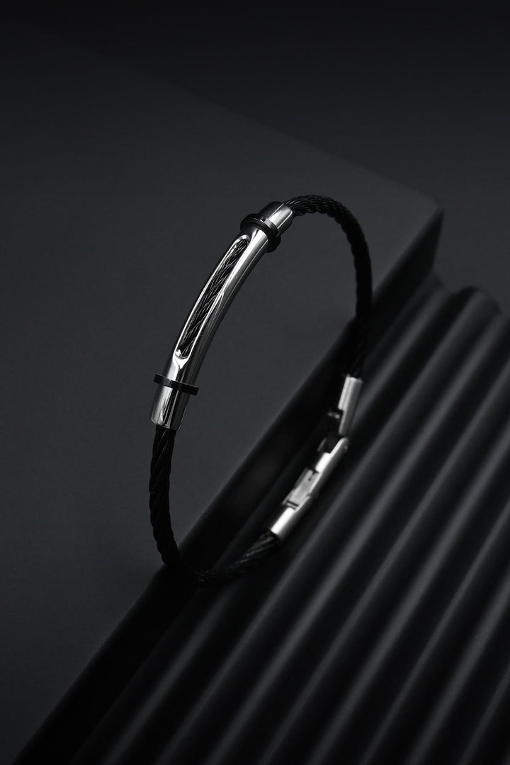 NVM FRNCH 316L Steel Italian Model Black-Silver Color Men's Bracelet FRJ12262-3262-B2A - Zempoala