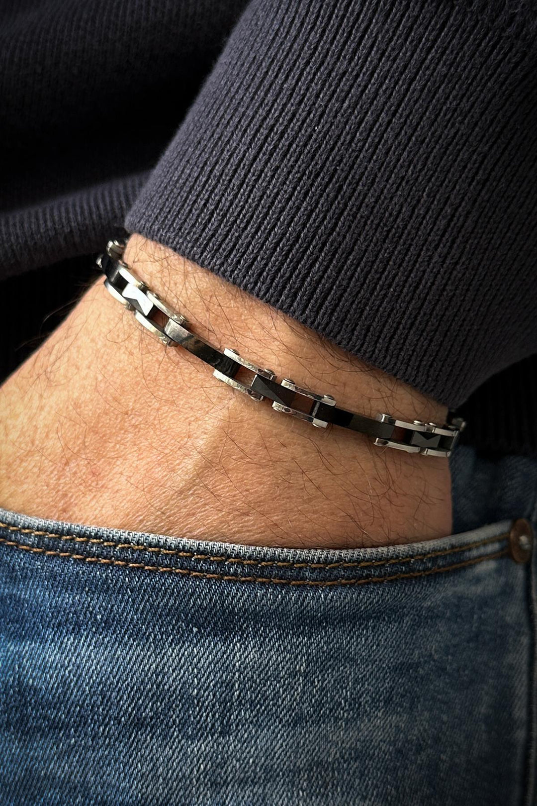 NVM FRNCH 316L Stainless Steel Italian Model Black Color Men's Bracelet FRJ12147-3147-B2A - Everett