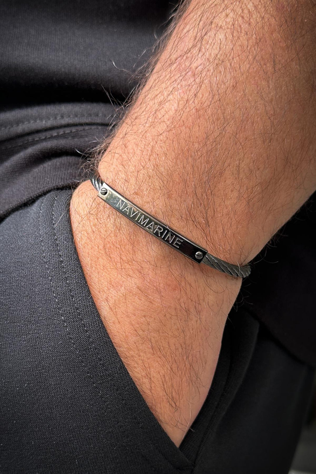 NVM FRNCH 316L Steel Italian Model Black Color Men's Bracelet FRJ12190-3190-B - Sarcelles