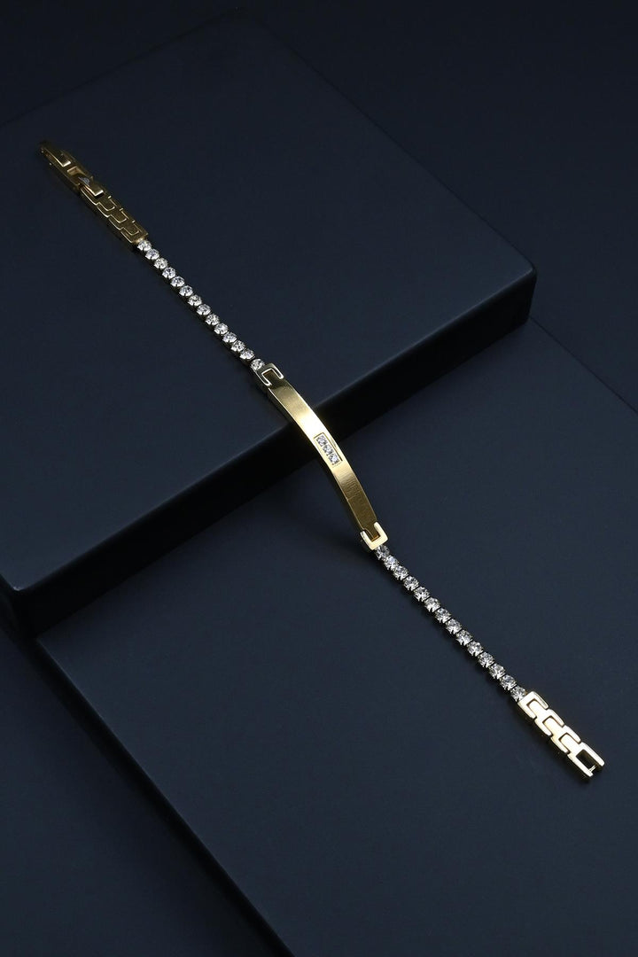 NVM FRNCH 316L Stainless Steel Italian Model Zircon Stone Gold Color Men's Bracelet FRJ12265-3265-AG - Pylaía