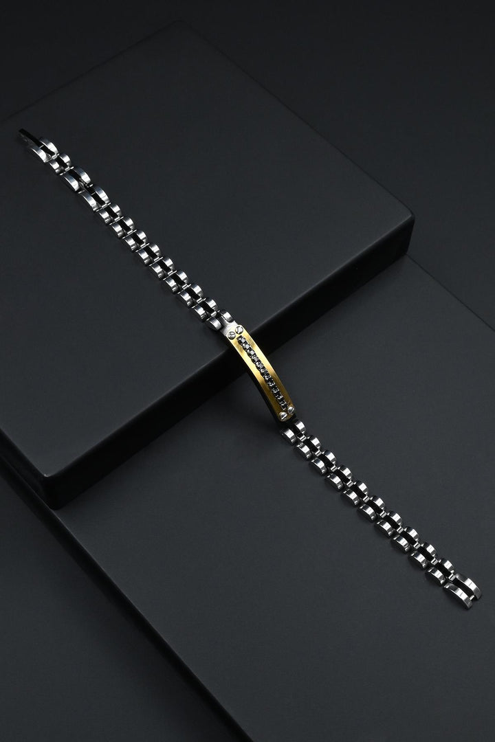 NVM FRNCH 316L Stainless Steel Italian Model Zircon Stone Gold Color Men's Bracelet FRJ12267-3267-AG - Cuernavaca