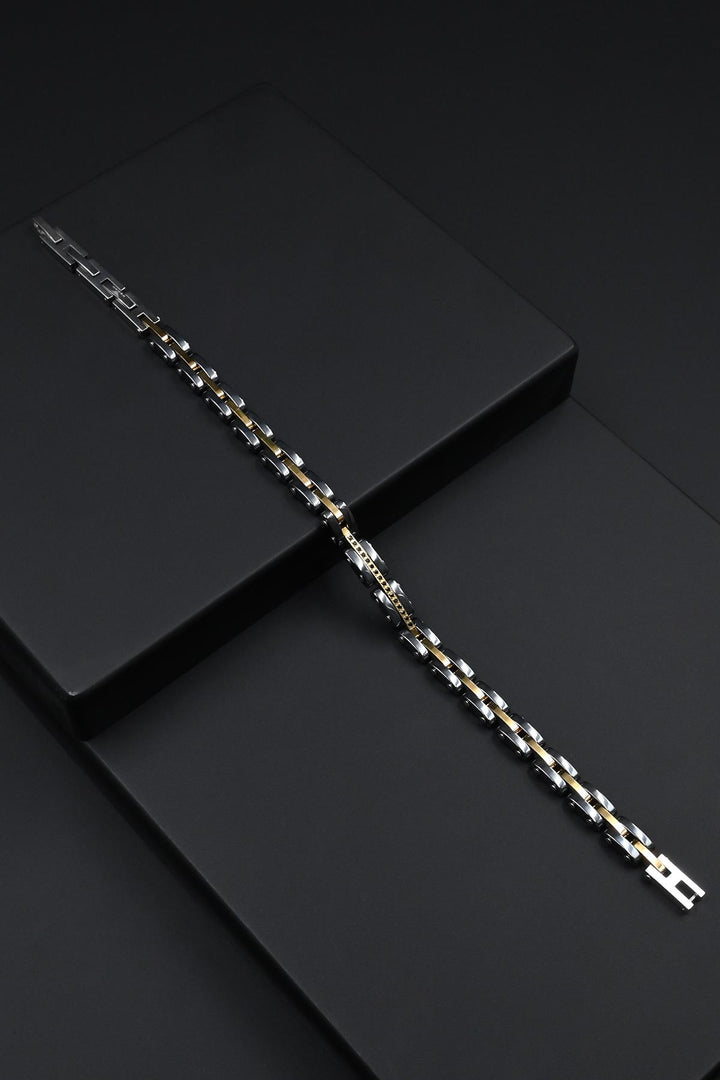 NVM FRNCH 316L Stainless Steel Italian Model Zircon Stone Silver-Gold Color Men's Bracelet FRJ12268-3268-G - Zevenaar