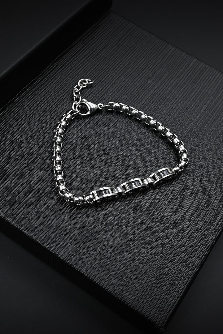 NVM FRNCH 316L Stainless Steel Italian Model Zircon Stone Silver Color Men's Bracelet FRJ12131-3131-A - Licata
