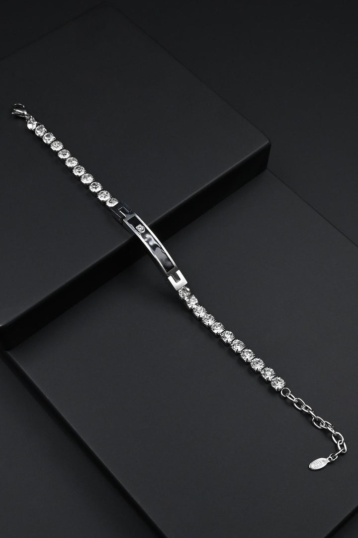 NVM FRNCH 316L Stainless Steel Italian Model Zircon Stone Silver Color Men's Bracelet FRJ12269-3269-A - Lower Merion