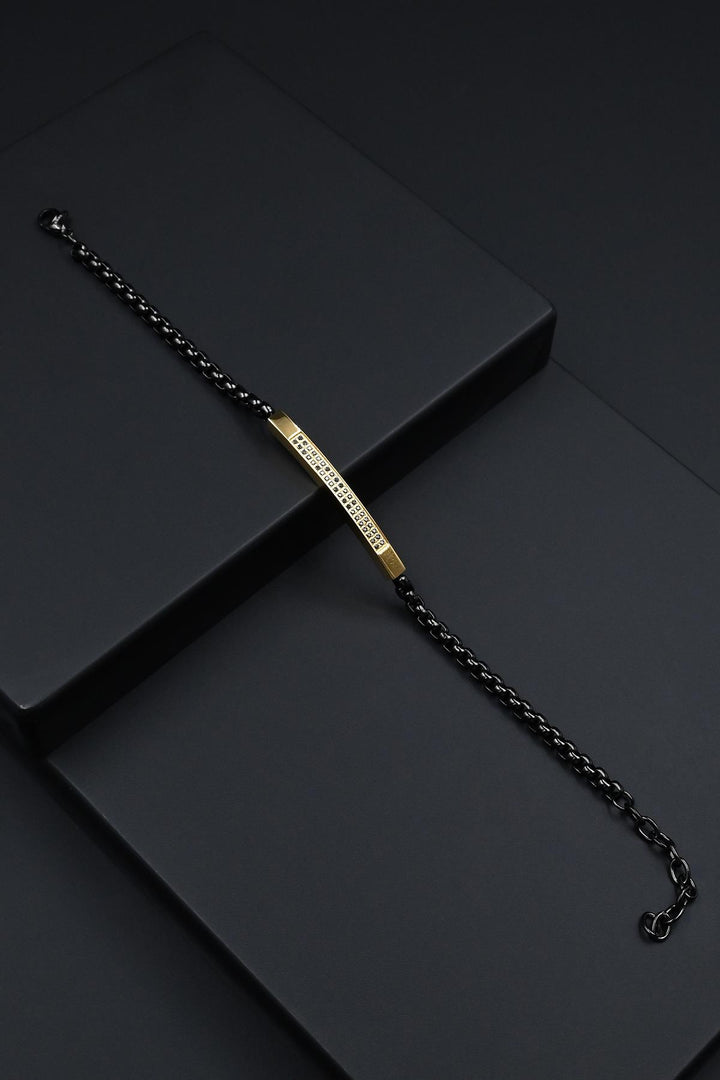 NVM FRNCH 316L Steel Italian Model Black-Gold Color Men's Bracelet with Zircon Stone FRJ12282-3282-B2G - Oleksandriia