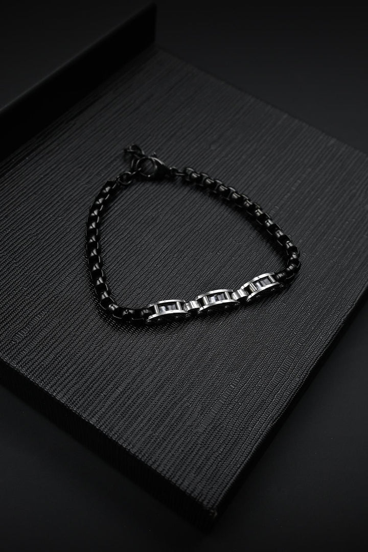 NVM FRNCH 316L Steel Italian Model Black Color Men's Bracelet with Zircon Stone FRJ12131-3131-B2 - Peine