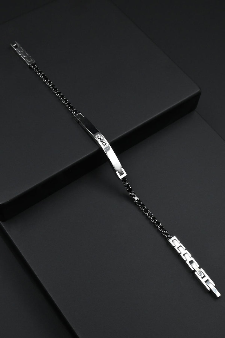 NVM FRNCH 316L Steel Italian Model Black Color Men's Bracelet with Zircon Stone FRJ12265-3265-B2A - Syracuse