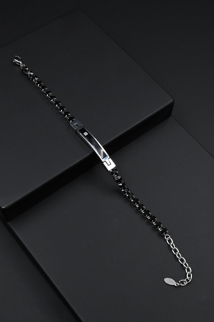 NVM FRNCH 316L Steel Italian Model Black Color Men's Bracelet with Zircon Stone FRJ12269-3269-B2 - Leesburg
