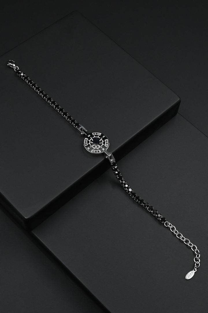 NVM FRNCH 316L Steel Compass Figure Zircon Stone Black Color Men's Bracelet FRJ12294-3294-B2 - Granadilla de Abona