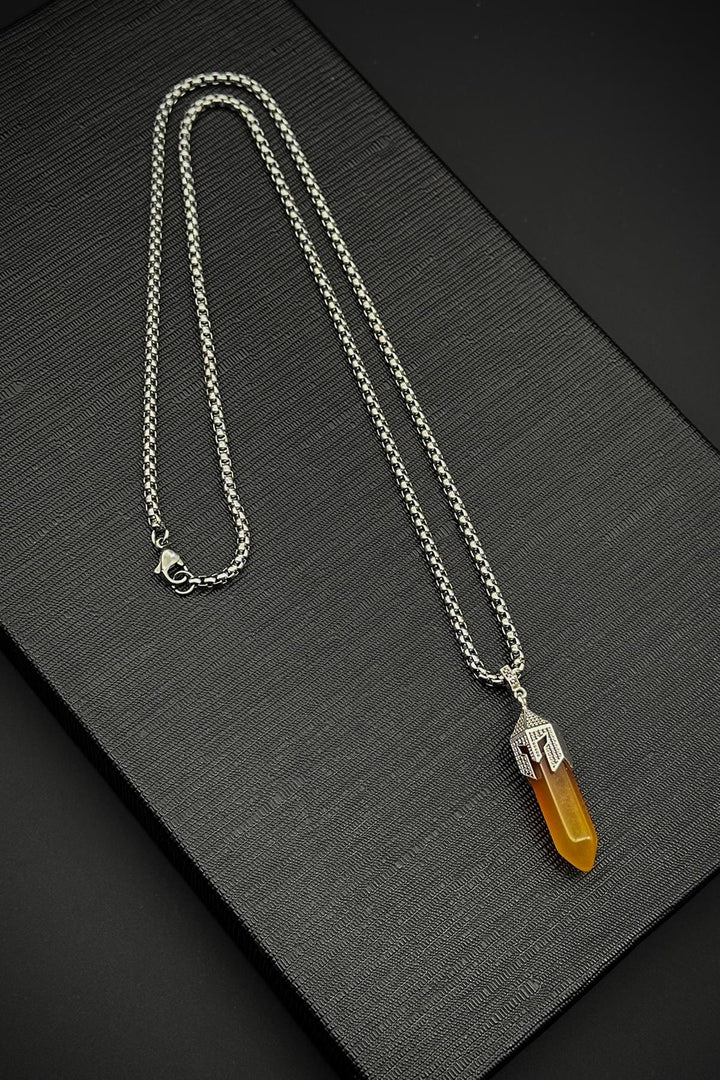 NVM FRNCH 316L Steel Spartan Model Agate Natural Stone Brown Men's Necklace FRJ30713-813-K - Lancaster