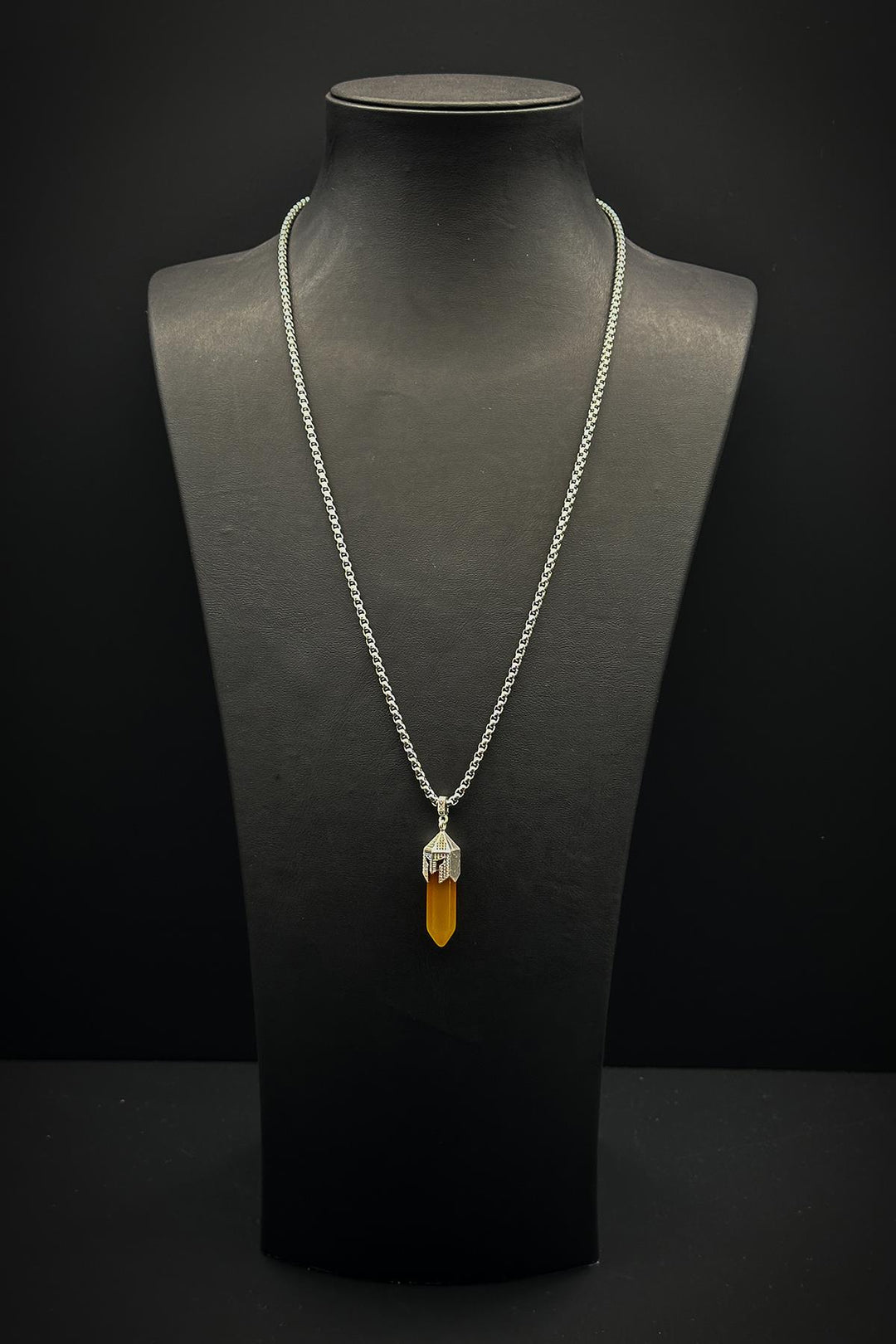 NVM FRNCH 316L Steel Spartan Model Agate Natural Stone Brown Men's Necklace FRJ30713-813-K - Lancaster