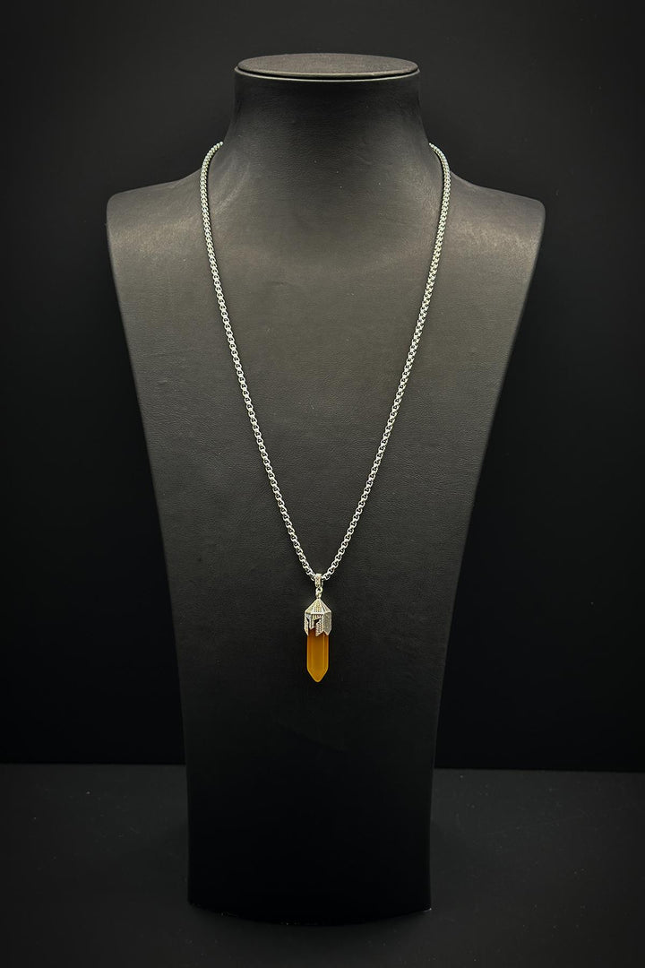 NVM FRNCH 316L Steel Spartan Model Agate Natural Stone Brown Men's Necklace FRJ30713-813-K - Lancaster