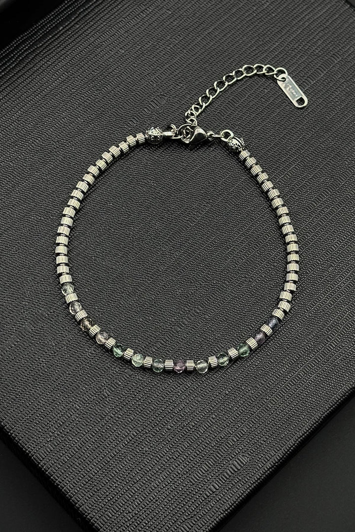 NVM FRNCH 316L Steel and 3 MM Azurite Natural Stone Multicolored Men's Bracelet FRJ12394-3394-CK - Macon