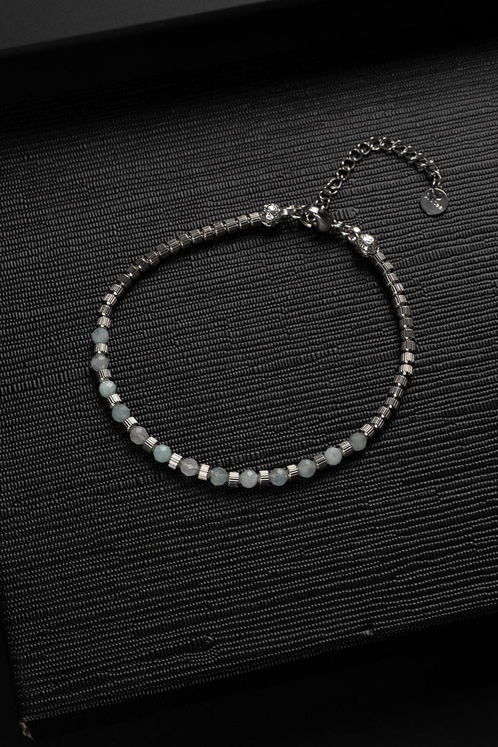 NVM FRNCH 316L Steel and 3 MM Quartz Natural Stone Blue Color Men's Bracelet FRJ12394-3394-M2 - Shakhtarsk