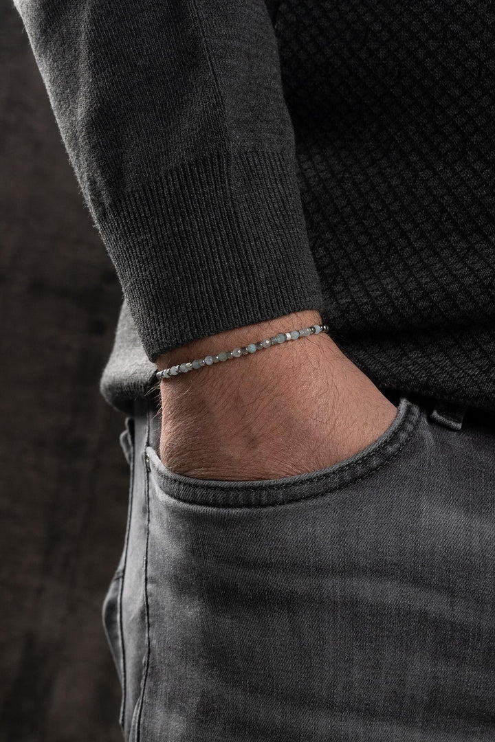 NVM FRNCH 316L Steel and 3 MM Quartz Natural Stone Blue Color Men's Bracelet FRJ12394-3394-M2 - Shakhtarsk