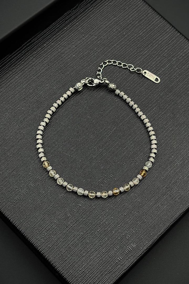 NVM FRNCH 316L Steel and 3 MM Citrine Natural Stone White Color Men's Bracelet FRJ12394-3394-B - Sindelfingen