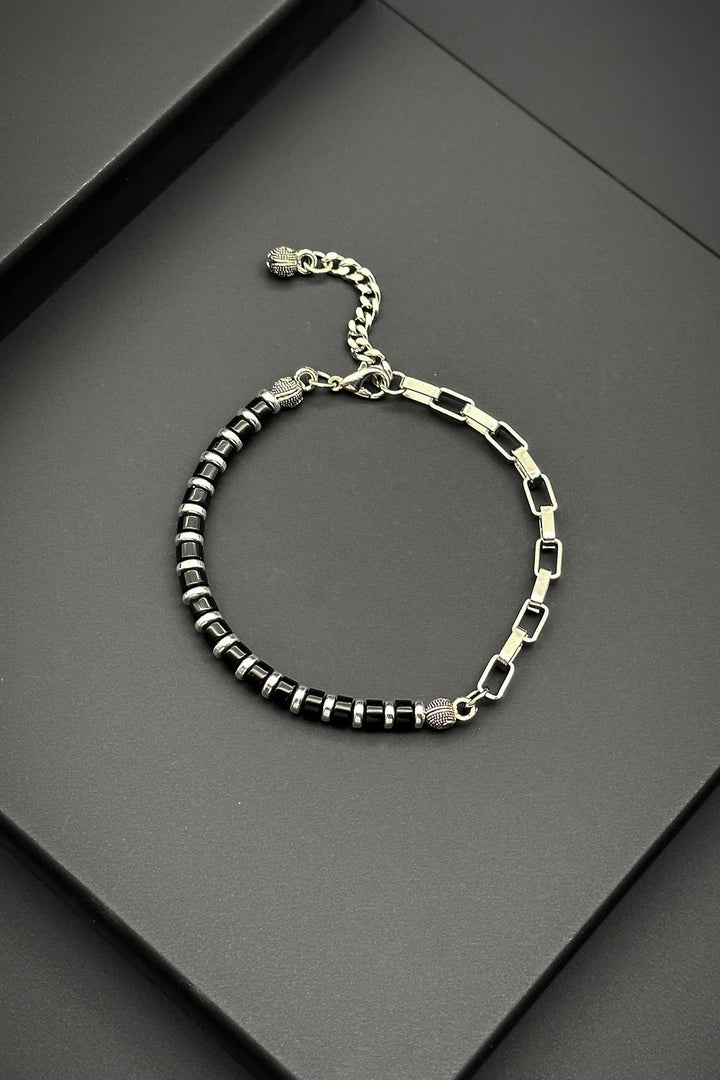 NVM FRNCH 316L Steel and Onyx Natural Stone Black Color Men's Bracelet FRJ11876976-S - Rosny-sous-Bois