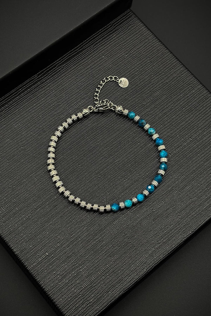 NVM FRNCH 316L Steel and Apatite Natural Stone Blue Color Men's Bracelet FRJ12360-3360-M - Kempen