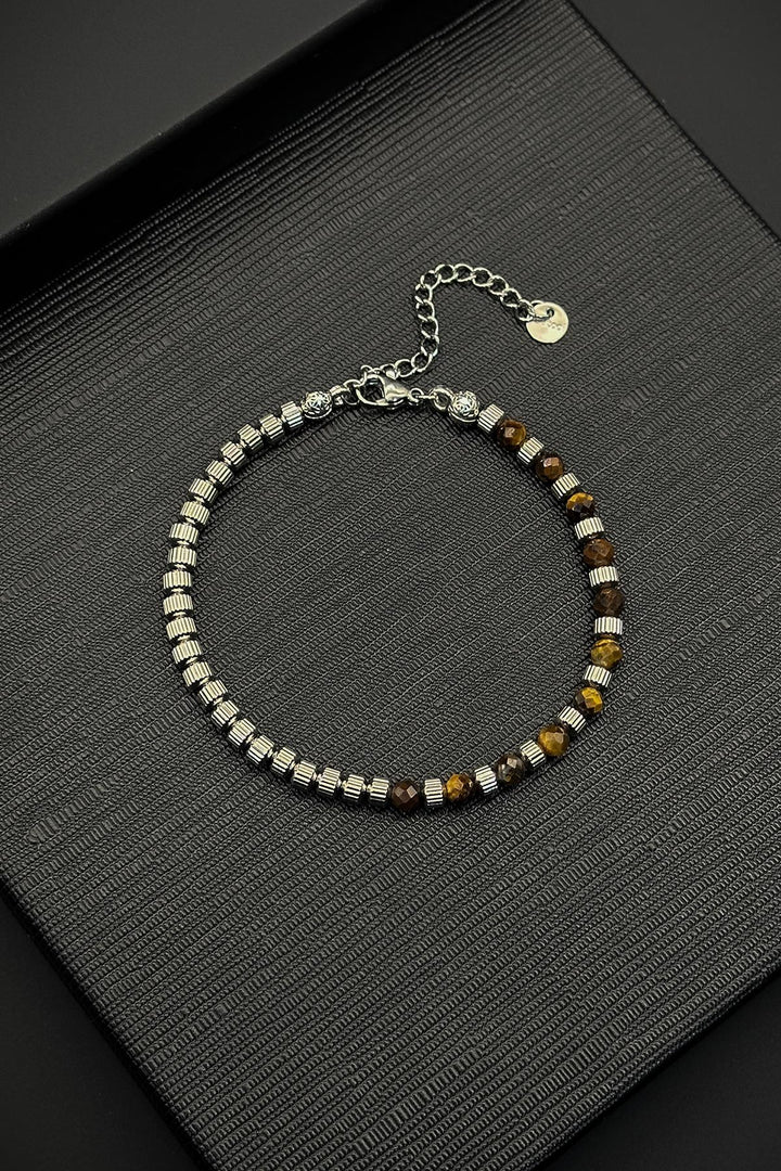 NVM FRNCH 316L Steel and Tiger Eye Stone Brown Men's Bracelet FRJ12360-3360-K - Korosten