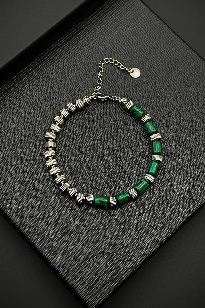NVM FRNCH 316L Steel and Malachite Natural Stone Green Color Men's Bracelet FRJ12373-3373-Y - Vienna