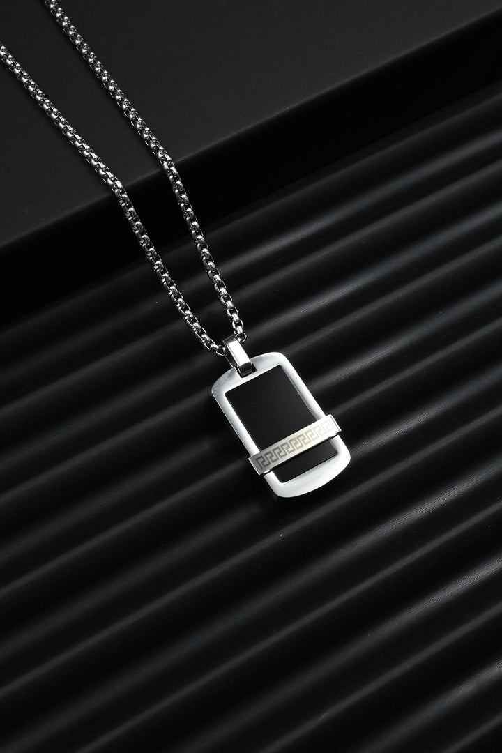 NVM FRNCH 316L Steel and Onyx Natural Stone Black Color Men's Necklace FRJ30772-872-B2 - Altrincham