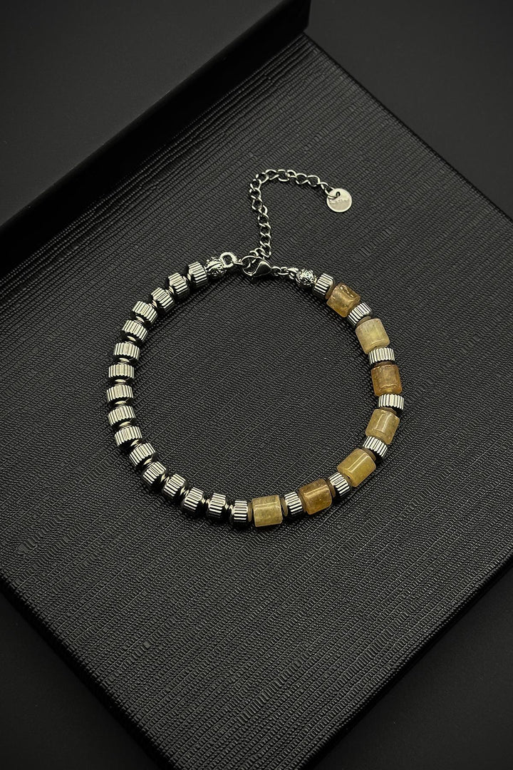 NVM FRNCH 316L Steel and Citrine Natural Stone Brown Men's Bracelet FRJ12373-3373-K3 - Roubaix