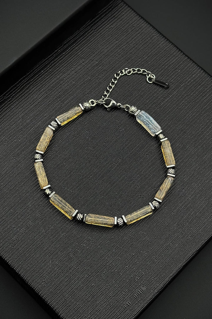 NVM FRNCH 316L Steel and Citrine Natural Stone Yellow Color Men's Bracelet FRJ12411-3411-S - Ulm