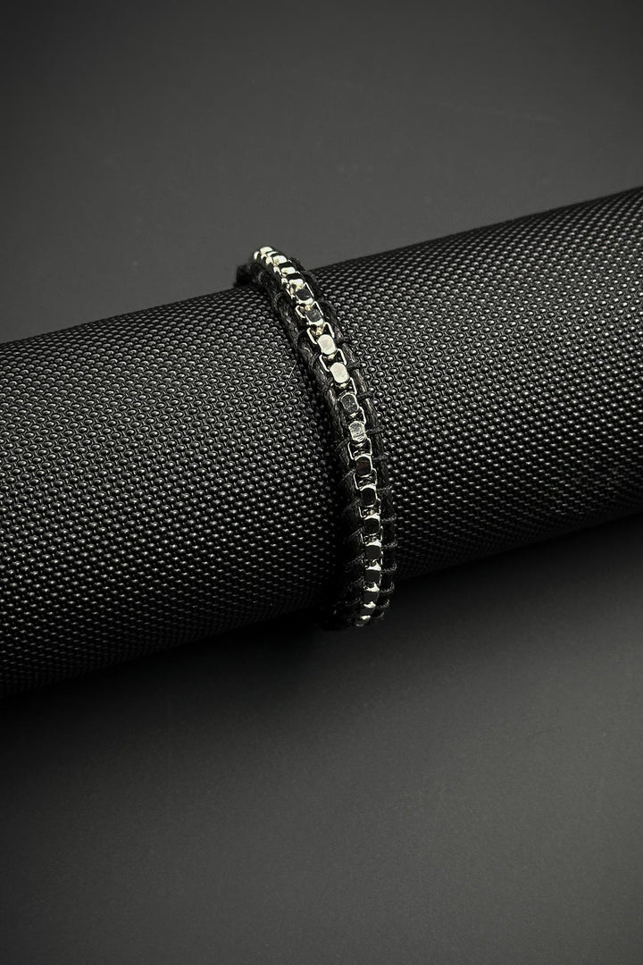 NVM FRNCH 316L Steel and Black String Men's Bracelet FRJ12443-3443-S - San Angelo