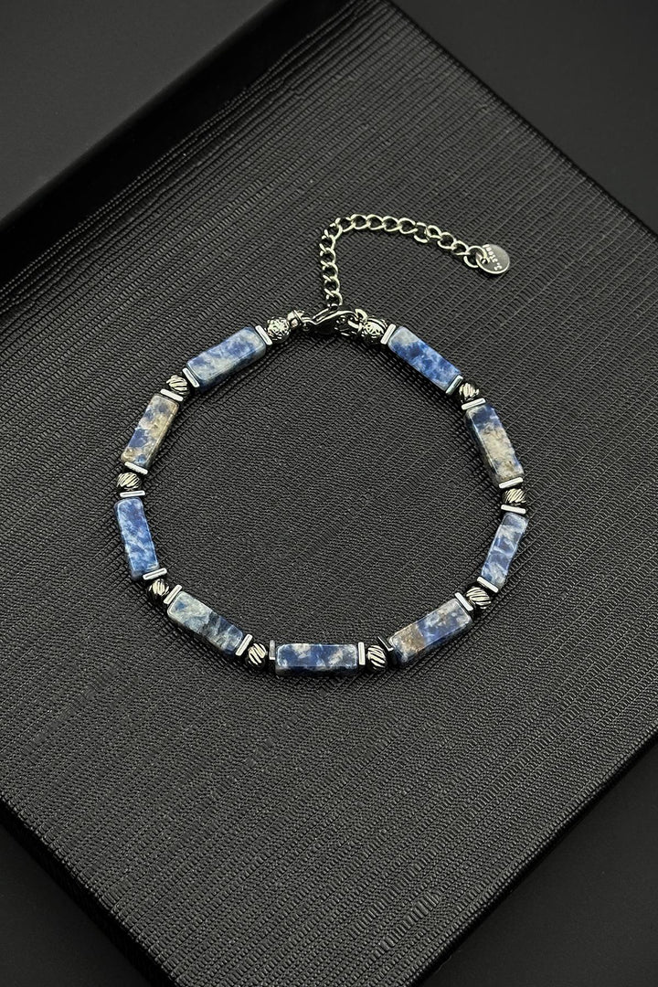NVM FRNCH 316L Steel and Sodalite Natural Stone Blue Color Men's Bracelet FRJ12411-3411-M - Buckeye