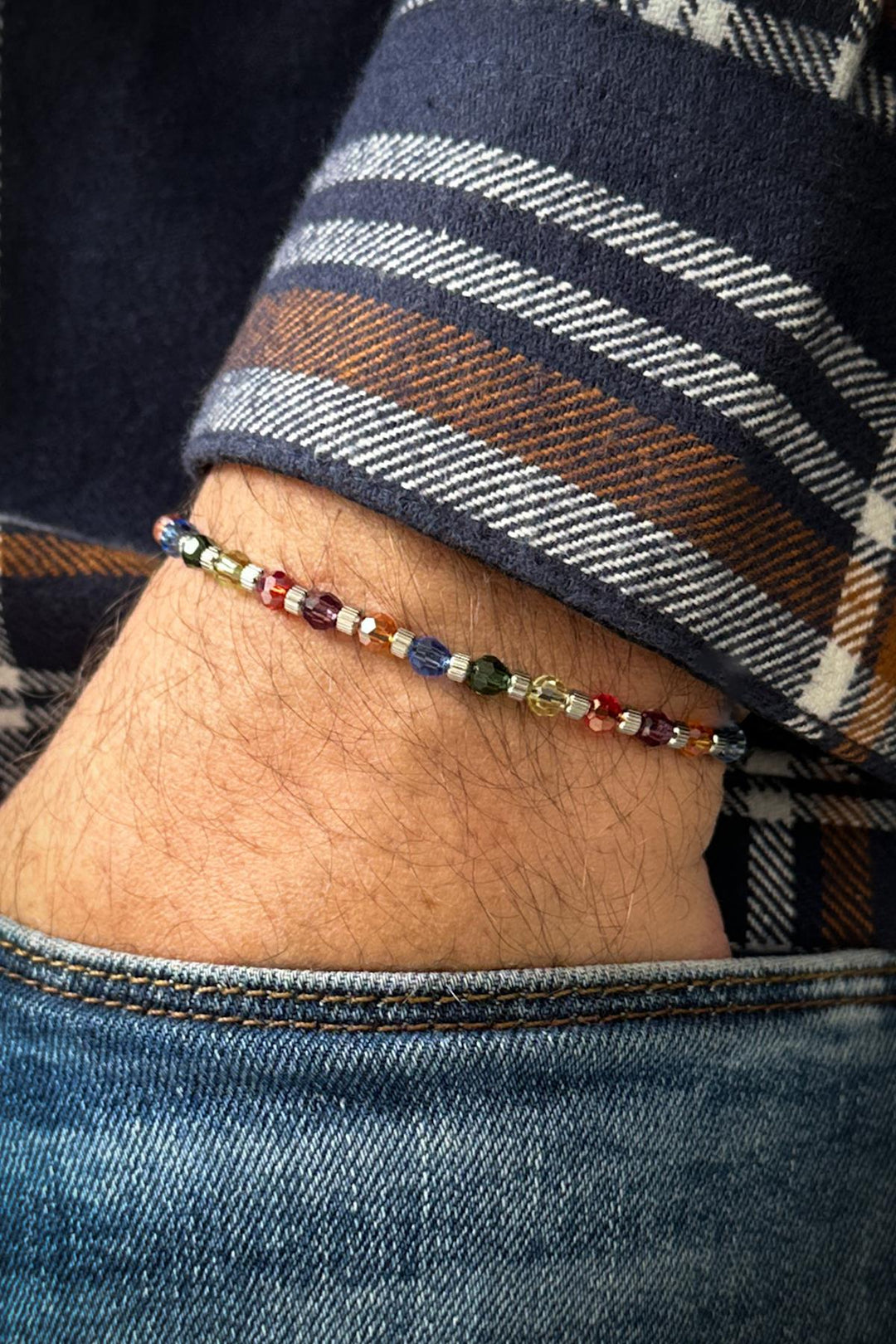 NVM FRNCH 316L Steel and Swarovski Stone Multicolored Men's Bracelet FRJ12349-3349-CK2 - Guanajuato