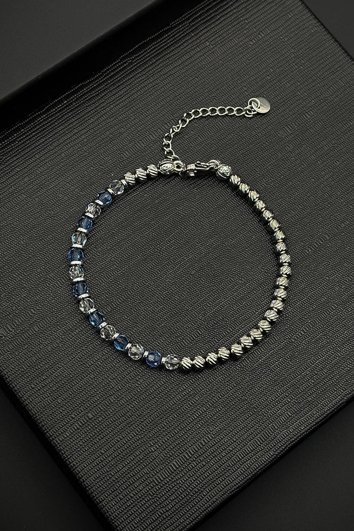 NVM FRNCH 316L Steel and Swarovski Stone Blue Color Men's Bracelet FRJ12380-3380-MA - Merthyr Tudful