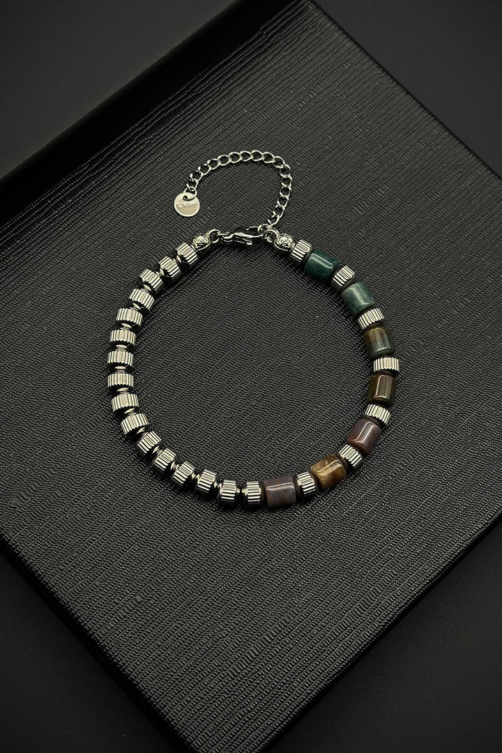 NVM FRNCH 316L Steel and Variscite Natural Stone Green Color Men's Bracelet FRJ12373-3373-YK - Pessac