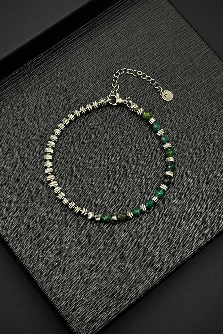 NVM FRNCH 316L Steel and Jade Natural Stone Green Color Men's Bracelet FRJ12360-3360-Y - Mijas