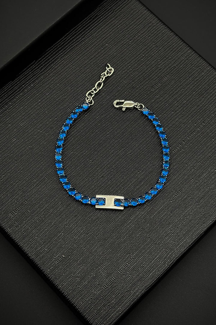NVM FRNCH 316L Steel Zircon Stone Navy Color Tennis Men's Bracelet FRJ12152-3152-L - West Bromwich