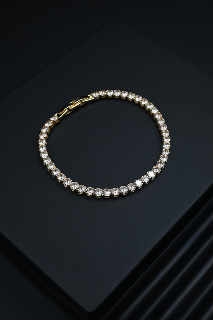 NVM FRNCH 3A Quality Zircon Stone 3MM Gold Color Tennis Men's Bracelet FRJ12161-3161-G3 - Jaén