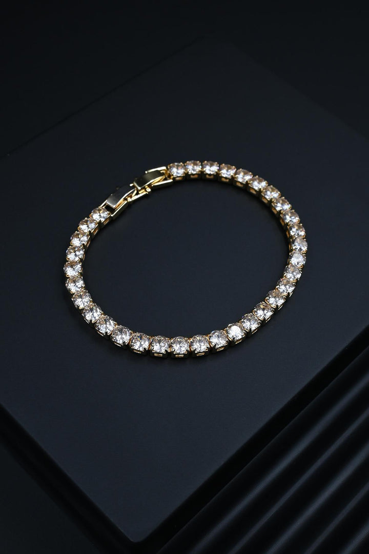 NVM FRNCH 3A Quality Zircon Stone 5MM Gold Color Tennis Men's Bracelet FRJ12161-3161-G2 - Tarbes